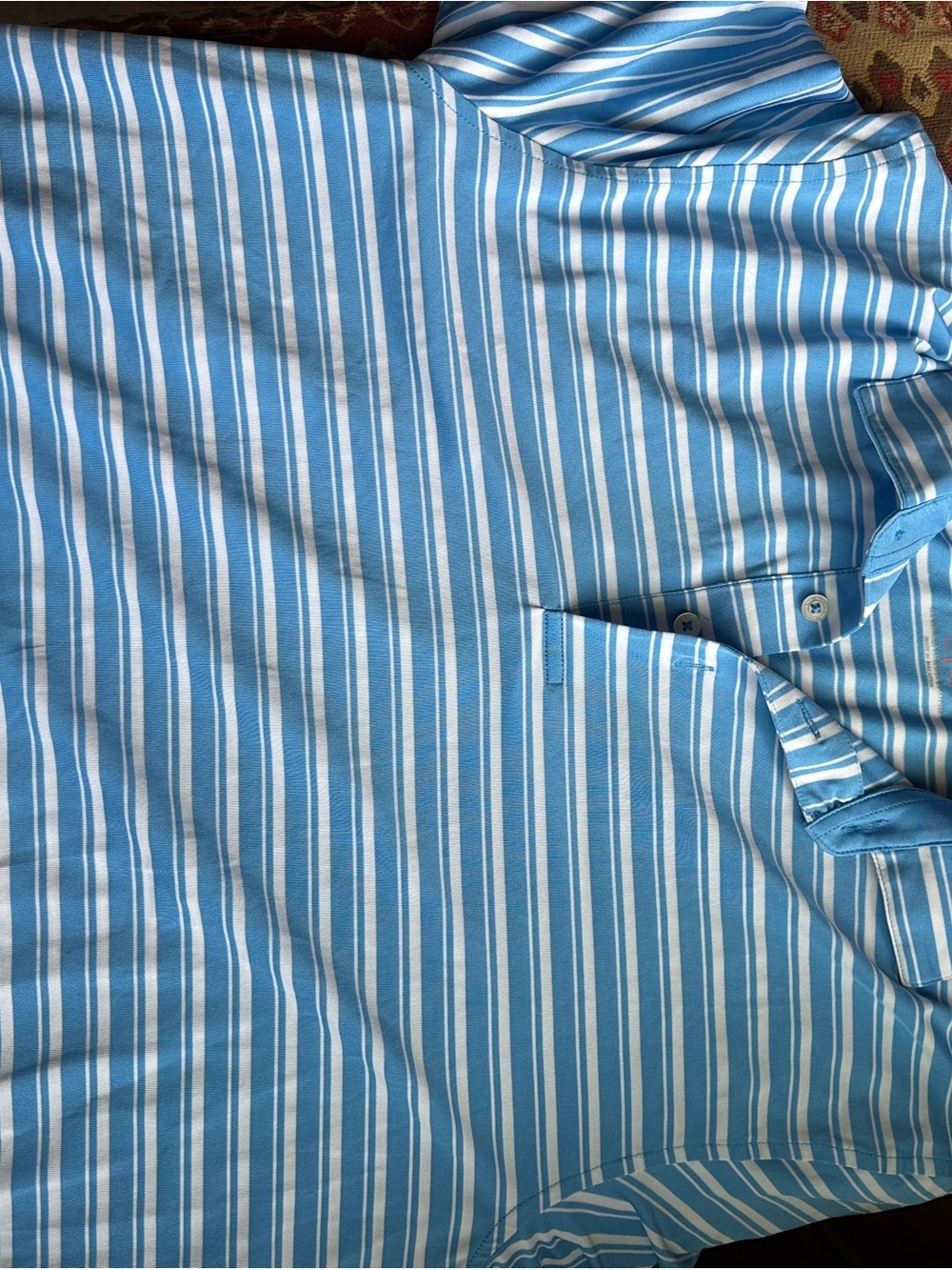 Southern Tide Blue and White Striped Polo Shirt